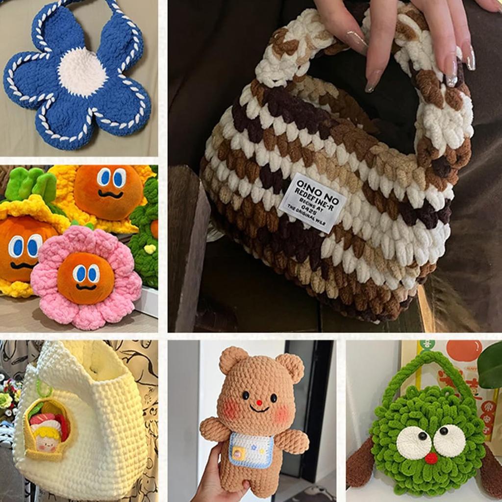 Rolin Roly Kitten Chunky Chenille Approximately per Chenille Wool Handmade Crochet DIY Ice Strip Knitting Weaving Plush Hand Weaving Knitting Pet