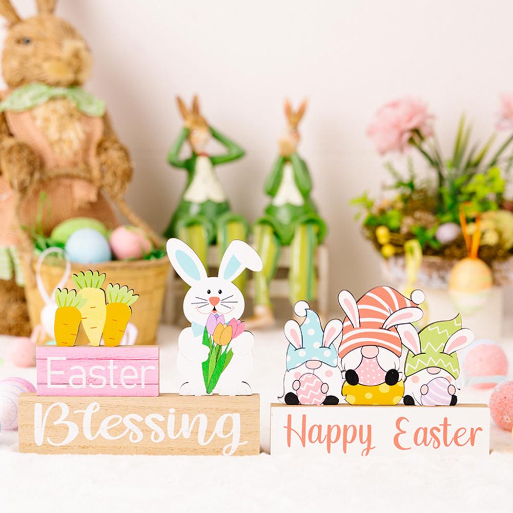 Easter Wooden Ornament Rabbit Gnome Easter Decoration Supplies For Table Desktop Office Home Decor