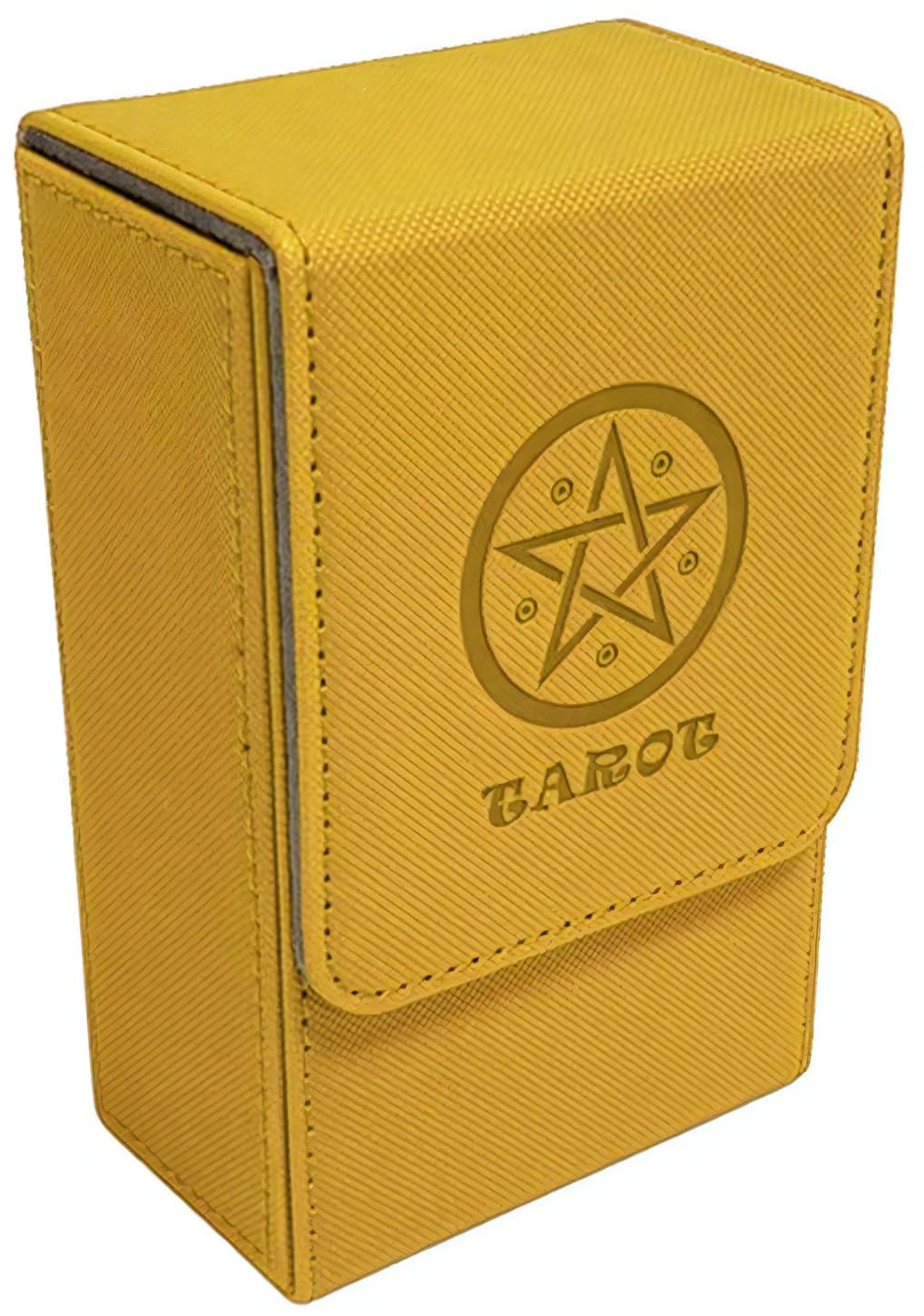 

Kurop Synthetic Leather Tarot Card Box with Magnetic Fits Standard Sizes Large Case/Deck Box/Storage Closure, (Yellow Check, Size)