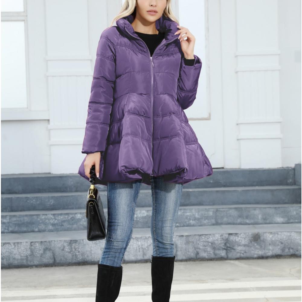 2025 Winter Women's Quilted Trench Coat, Stand Collar Slim Fit Cotton Coat with A-Line Hem, Thick Waist-Defining Parka for Cold Weather