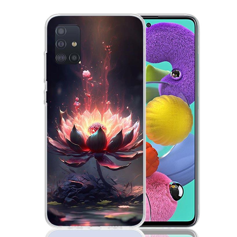 Buddhist Fire Lotus Phone Case for Samsung Galaxy A52 A51 A50S A12 A22 A32 A72 A10S A30S A31 A71 Note 20 Ultra 10 Plus S10 Galax