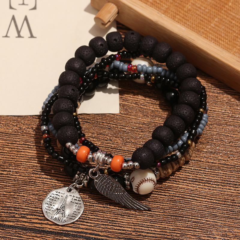 Bohemian Multi-Layer Rice Bead Bracelet Wings Personalized Versatile Bracelet Ethnic Style Travel Photo Bracelet Female Generation