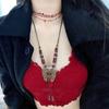 Personality Red Blood Drop Clavicle Chain Crystal Irregular Blood Necklace Dripping Blood Chokers Wedding Jewelry Gift