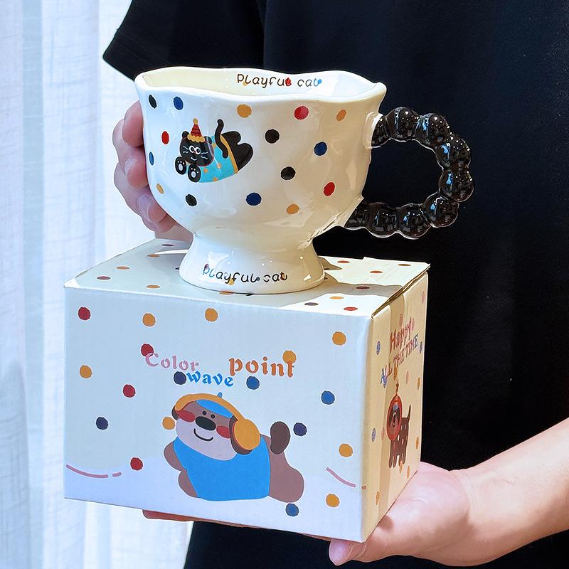 

Cute Mug Couple Giving Girls High Looking Ceramic Cup Breakfast Cup Boy Birthday Gift Coffee Water Cup 360ML