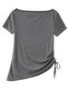 2026 Summer Lyocell Off-Shoulder Slimming Short-Sleeve Women's T-Shirt - Elegant & Versatile