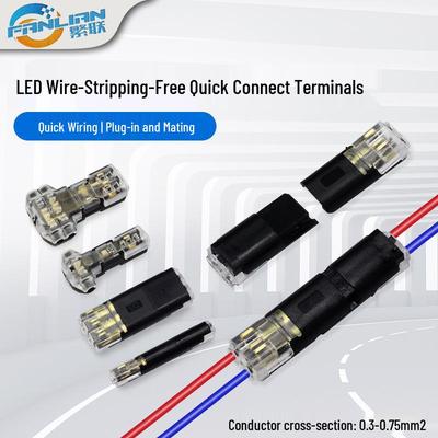Wire-Free LED Connector: Push-in, Quick Splicing & Welding, Double Wire, Removable Type for Power Cords (D2 To T2)