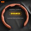 3PCS NAPPA Leather Universal Car Steering Wheel Cover Breathable Anti Slip Car Decoration 37-38cm Resistant Automotive Parts