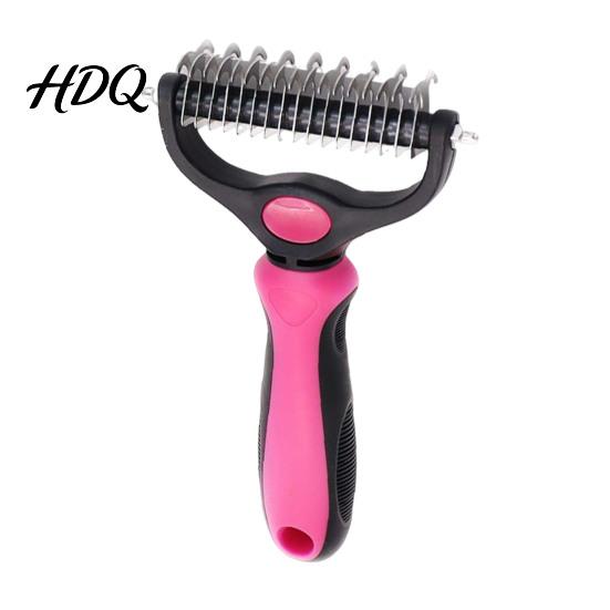 Ergonomic Pet Brush Grooming Rake Dual-Sided Stainless Steel Blades Deshedding And Lightweight Dog Dematting Brush Undercoat Rake for Dogs