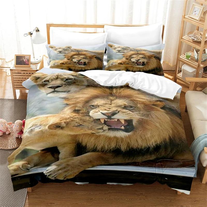 Lion, Tiger, Leopard Bedding Set Boy Duvet Cover Set 3d Queen Size Bed Linen Fashion Print Comforter Cover Bedding Sets Bed Set