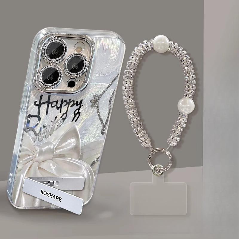 Silk Bow Is Suitable for Apple 16 Phone Cases, 15promax, 13 Light Luxury, 14 High-end Feel, 11 with Stand
