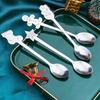 Elegant Table Decor for Parties 4Pcs Christmas Dessert Spoons, Stainless Steel Coffee Spoons with Gingerbread Man Star Stocking Snowman Handle, Unique