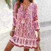 Abito Chemisier Stampato Scollo a V Bohemian Primavera/Estate 2025 per Donna