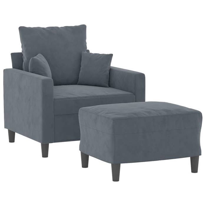 VidaXL Fauteuil avec repose-pied Gris foncé 60 cm Velours, canapé, fauteuil, fauteuil TV, canapé simple, siège, canapé 3201098