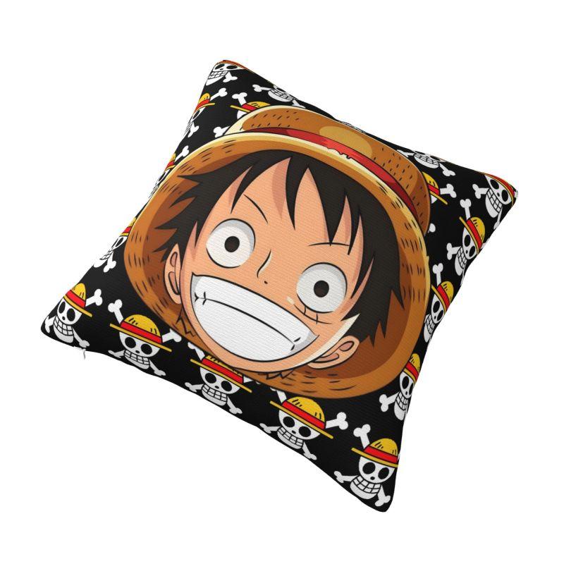 Custom One Pieces Luffy Anime Modern Throw Pillow Covers Pirate Skull Manga Cushion Cover