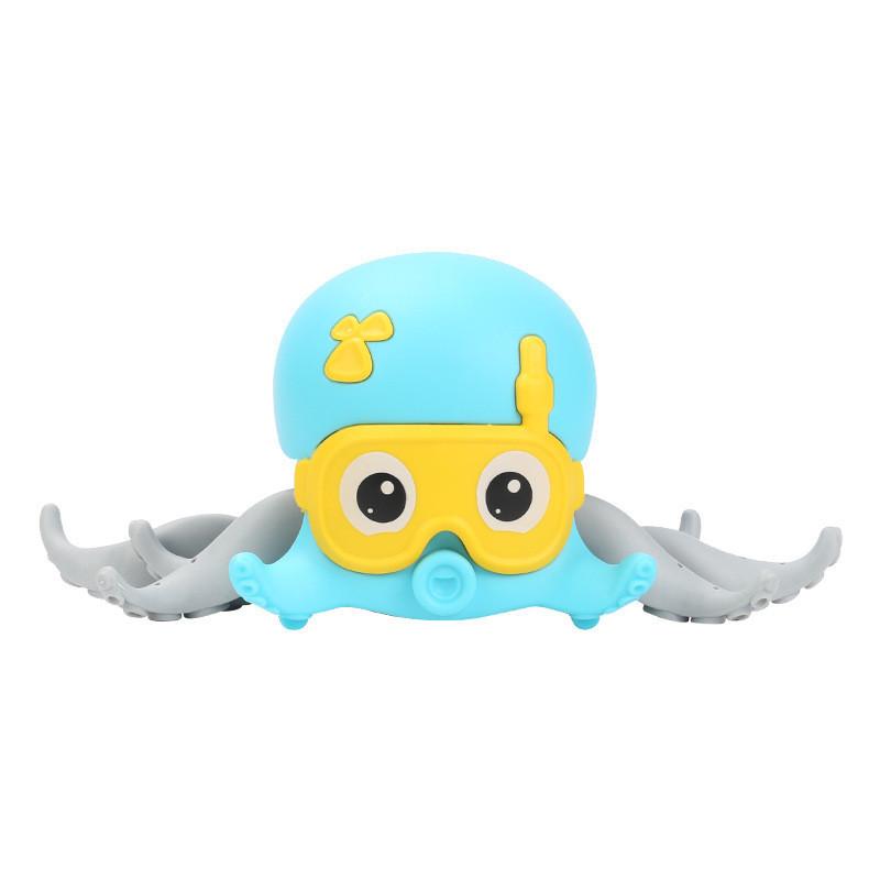 Octopus Water Play Bath Toy For Babies And Toddlers Swimming And Crawling Purple Blue Plastic