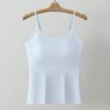 Solid Color Plus Size Camisole Tank Top For Women With Built In Anti Exposure Bra