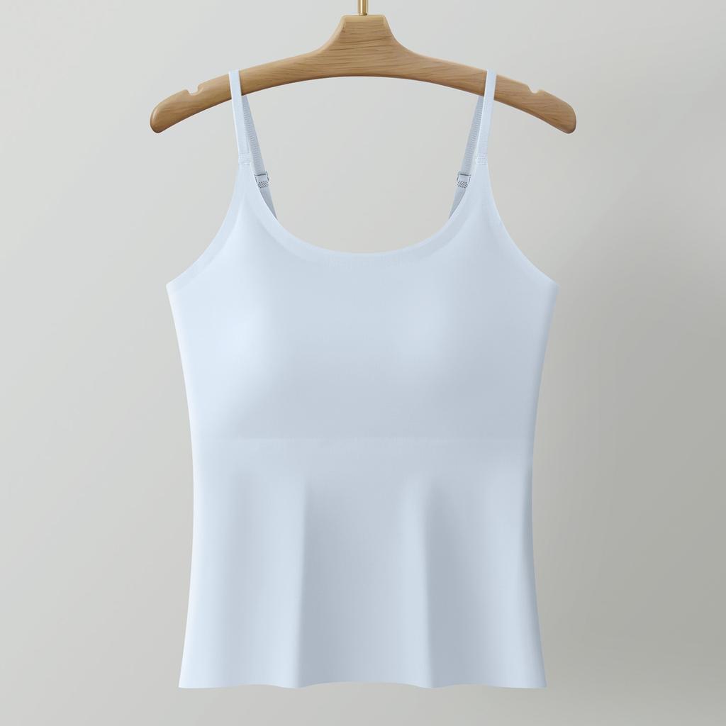 Solid Color Plus Size Camisole Tank Top For Women With Built In Anti Exposure Bra