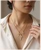 Elegant French Vintage Cross Necklace with Zircon for Women, Gold Plated Baroque Crucifix Thin Link Chain Religious Gift