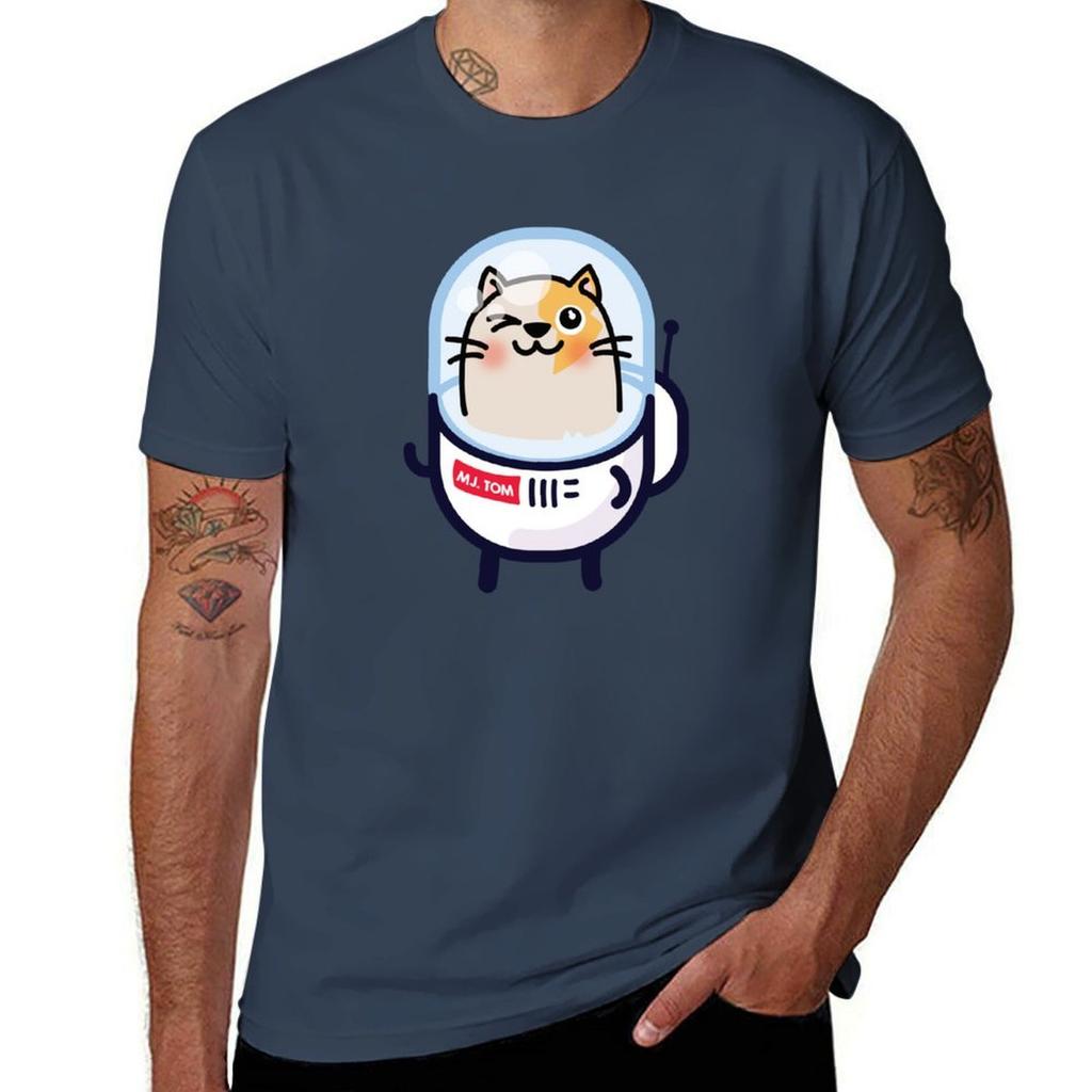 Major Tom Space Cat Tshirt Sports Basic Short Sleeve Tshirt