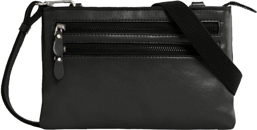 Sacoche Small Cowhide Leather Horizontal Shoulder Bag Made In Japan [Jamale] Men's (Black)