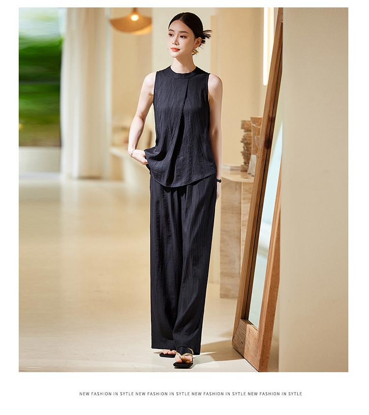 Advanced sleeveless vest, high waisted straight leg pants two-piece set, women's summer fashion temperament set