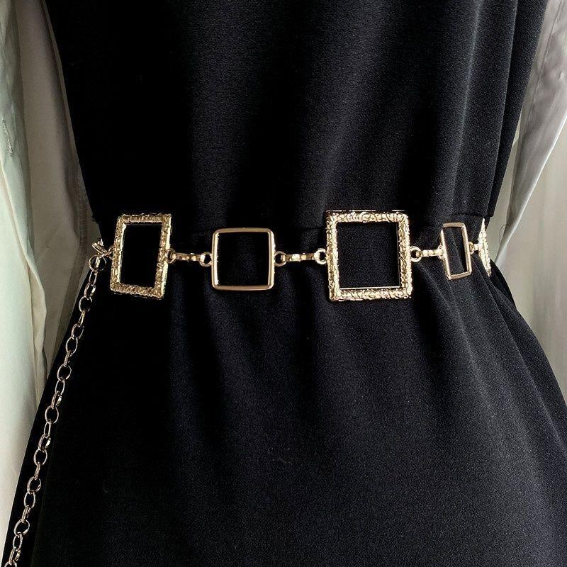 

Metal Versatile Waist Chain In Stylish Silver And Gold For Summer Fashion Looks Square Gold