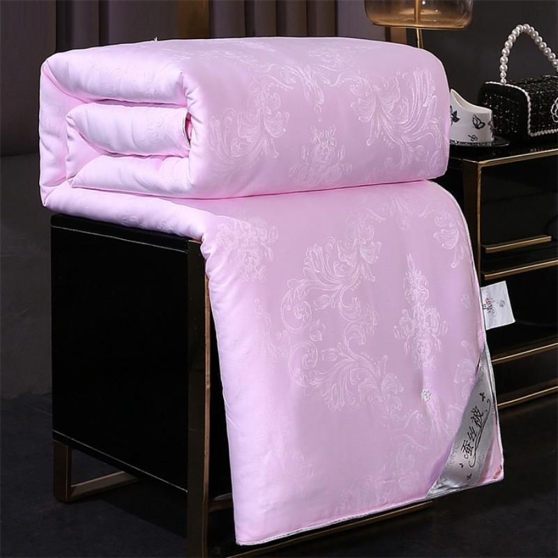 2025 new cotton jacquard silk quilt spring and autumn quilt thickened warm winter household four seasons available quilt 150x200cm 2kg розовый