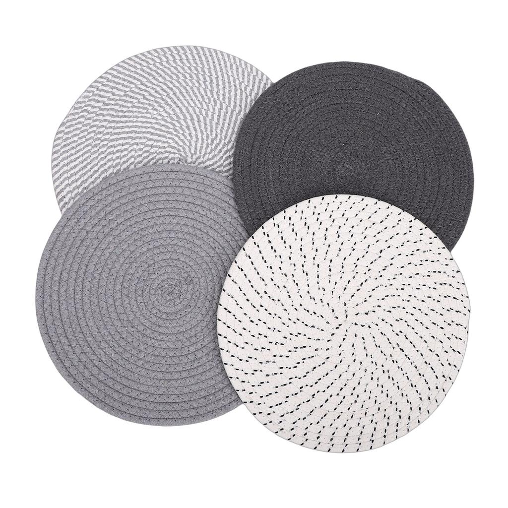 4 Pcs 13 Inch Round Woven Placemat Set Non Slip Bohemian Table Place Mats Heat Resist for Kitchen Dining