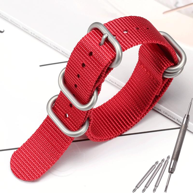 Nylon Strap 18mm 20mm 22mm 24mm Five-Ring Premium Weave Men Women Watch Band Bracelet Heavy Duty Stainless Steel Buckle