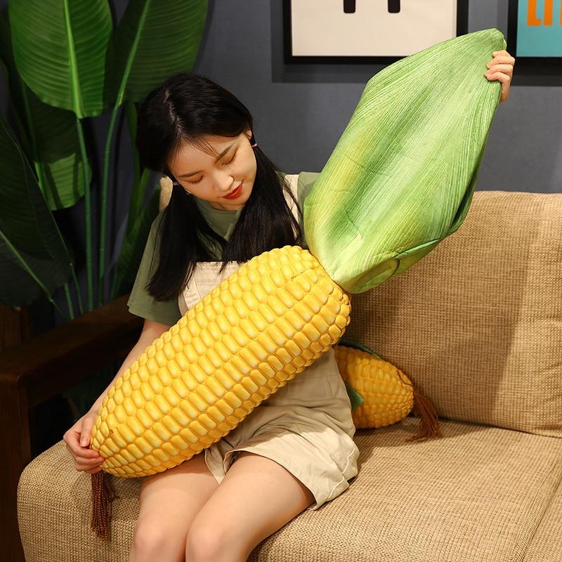 Real Life Corn Plush Toys Simulation Plant Grilled Corn with Leaf Pillow Creative Stuffed Soft Dolls Funny Birthday Gift