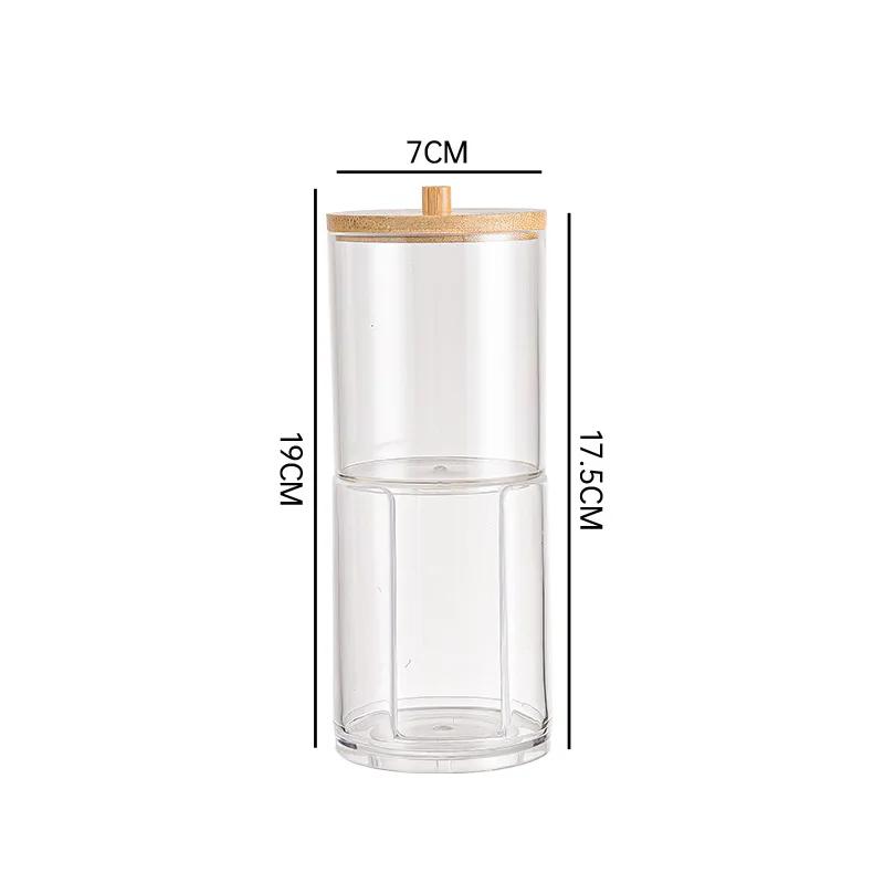 Cotton Swab Storage Box Round Clear Acrylic Makeup Organizer Cotton Pad Swab Toothpick Dustproof Box Home Storage Accessories