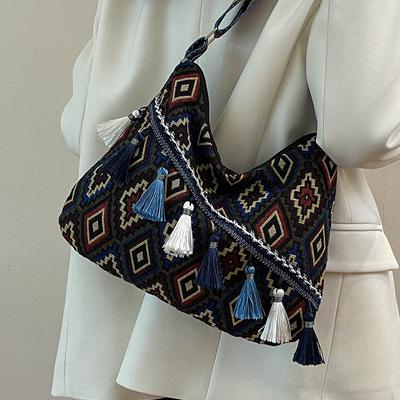 Spring And Summer Ethnic Style Retro Large-Capacity Women'S Shoulder Bag Chinese Style Fringed Casual Messenger Women'S Bag