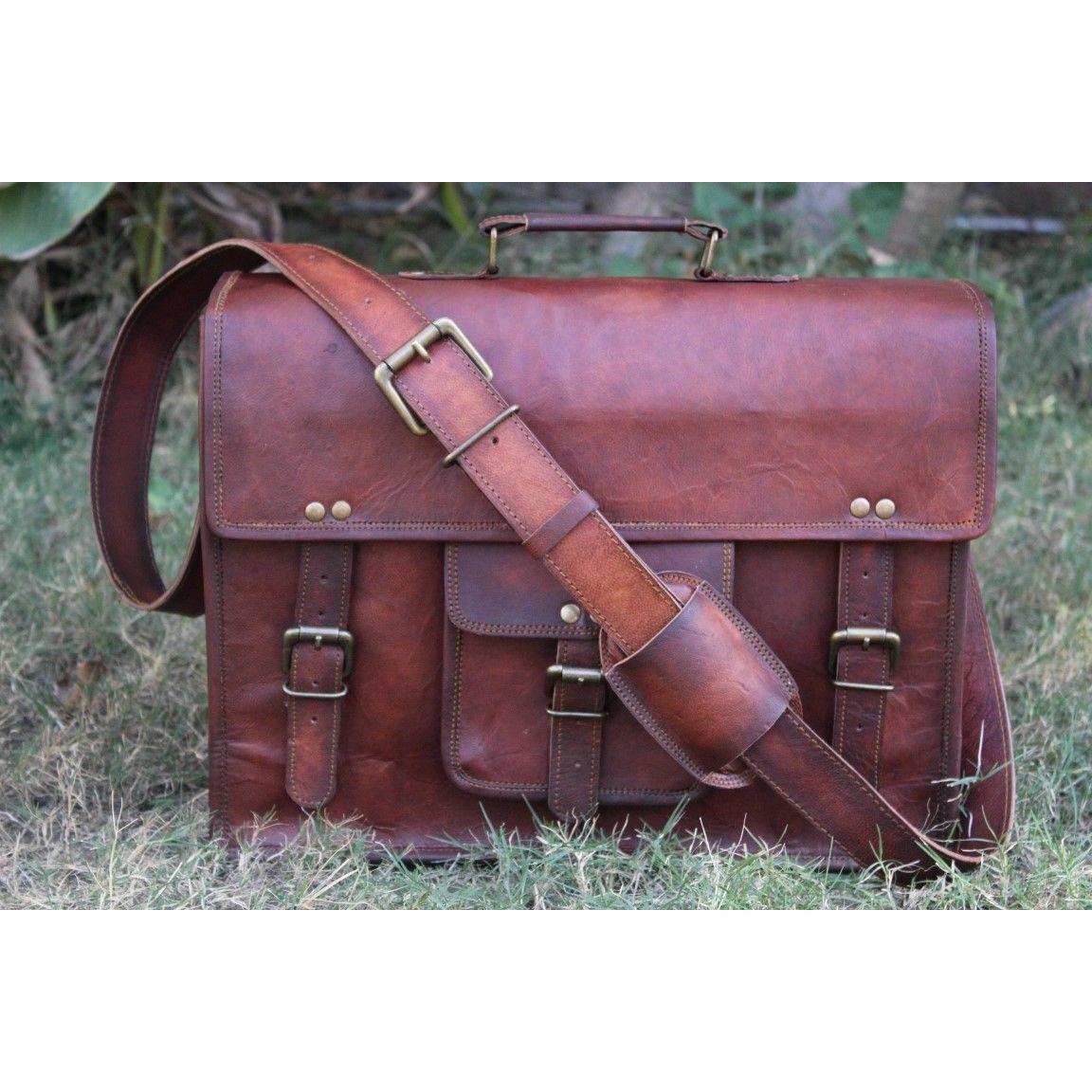 Винтажный мужской портфель из козьей кожи — фото 4