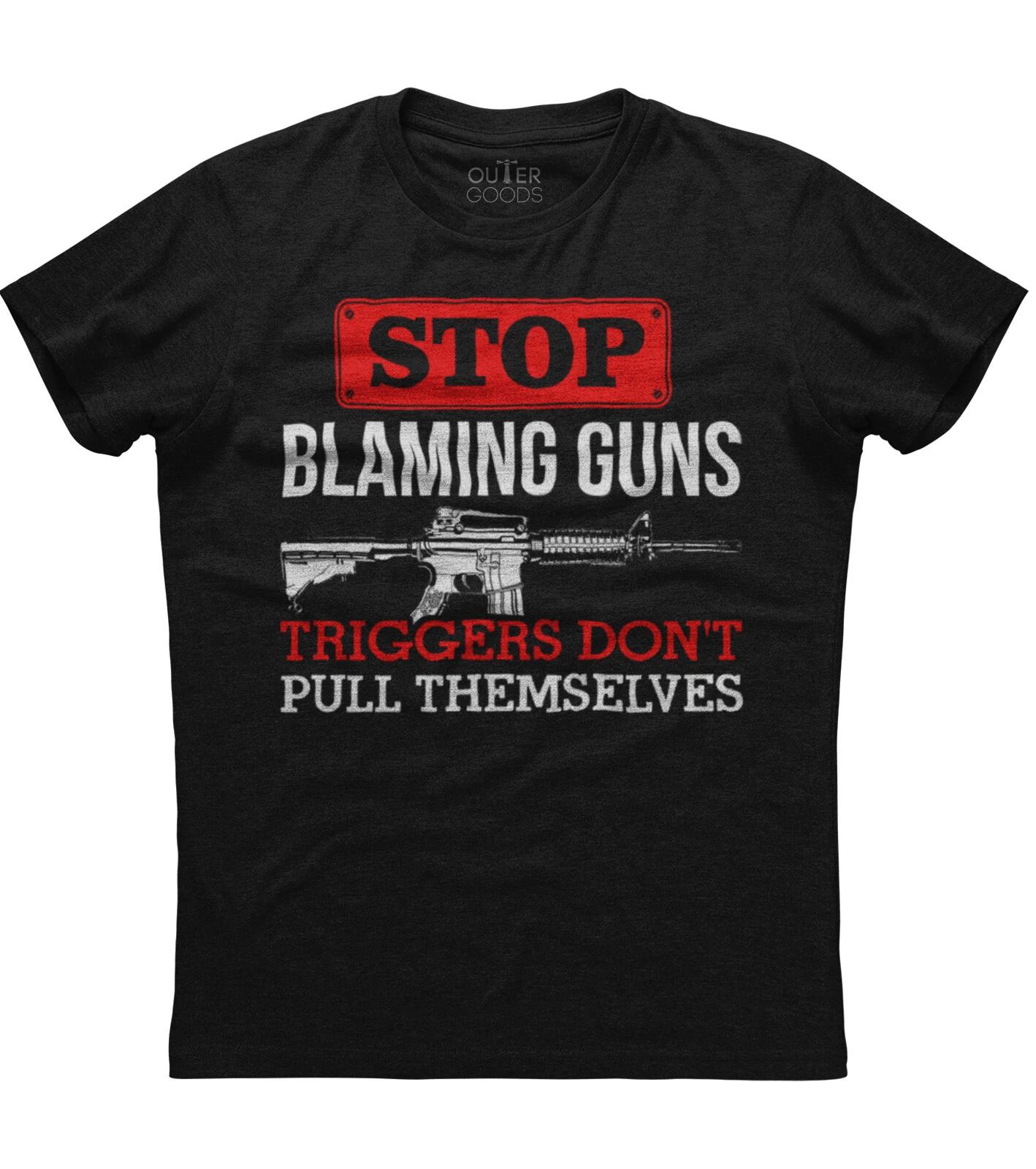Stop Blaming Guns New Men s Shirt 2nd Amendment Pro-Gun AR15 Gun Rights USA Flag M