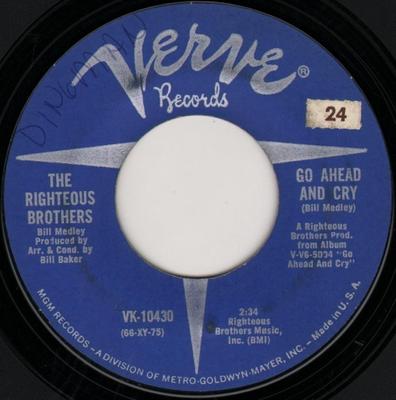 7inch Record RIGHTEOUS BROTHERS - Go Ahead And Cry VK10430 Verve Records 1966 US Pop Used