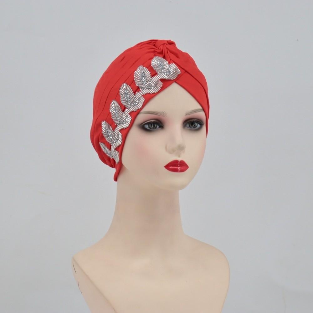 Solid Color Cross Knot Headwrap Versatile Headwrap Hat New Side Leaf Rhinestones Headscarf  Party