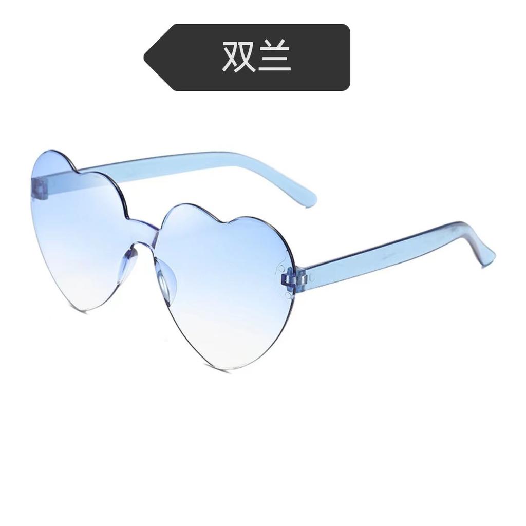 Peach Heart Sunglasses Love Glasses Trend Frameless One-Piece Marine Film Dazzling Color Sunglasses