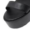Big Size 34-43 Super High Heels 14cm Roman Sandals Women  Summer PU Leather Platform Ladies Casual Chunky Heel Buckle Shoes