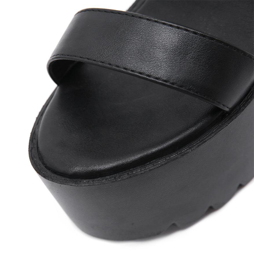 Big Size 34-43 Super High Heels 14cm Roman Sandals Women Summer PU Leather Platform Ladies Casual Chunky Heel Buckle Shoes