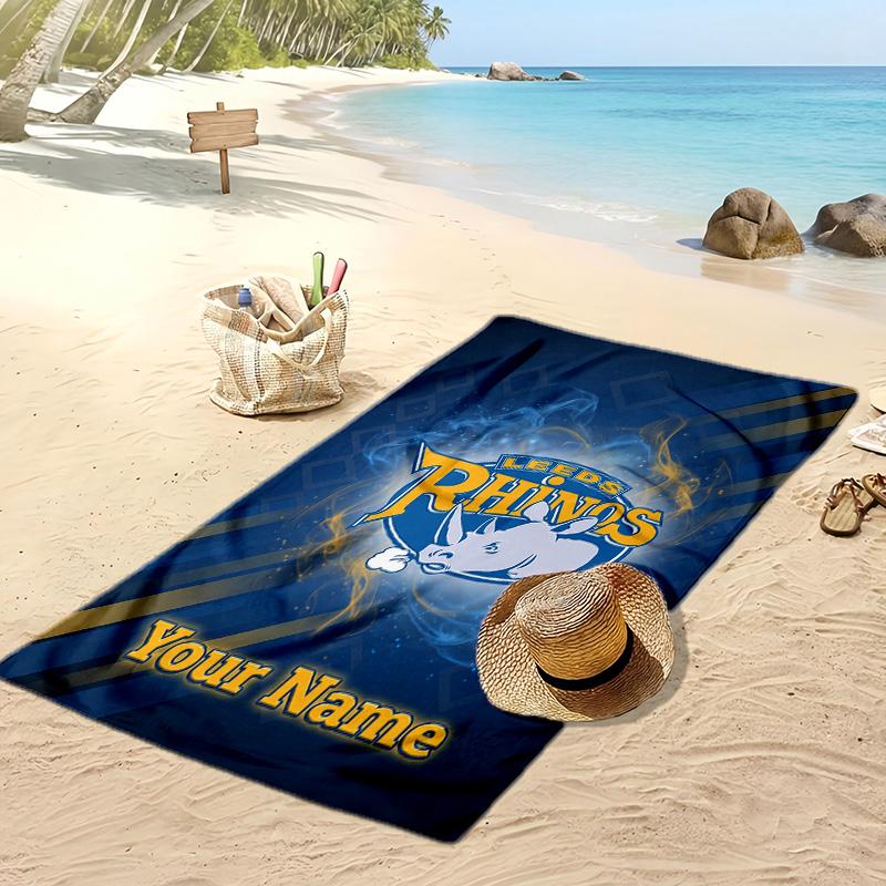 Leeds Rhinos Benutzerdefiniertes Strandtuch, Drucken Sie Ihren Namen Text Leichtes saugfähiges Handtuch für Schwimmen Reisen
