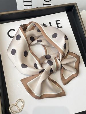 Simple And Elegant Polka Dot Satin Scarf For Women'S Neck And Hair Accessory Bandana,Hair Band,Head Band