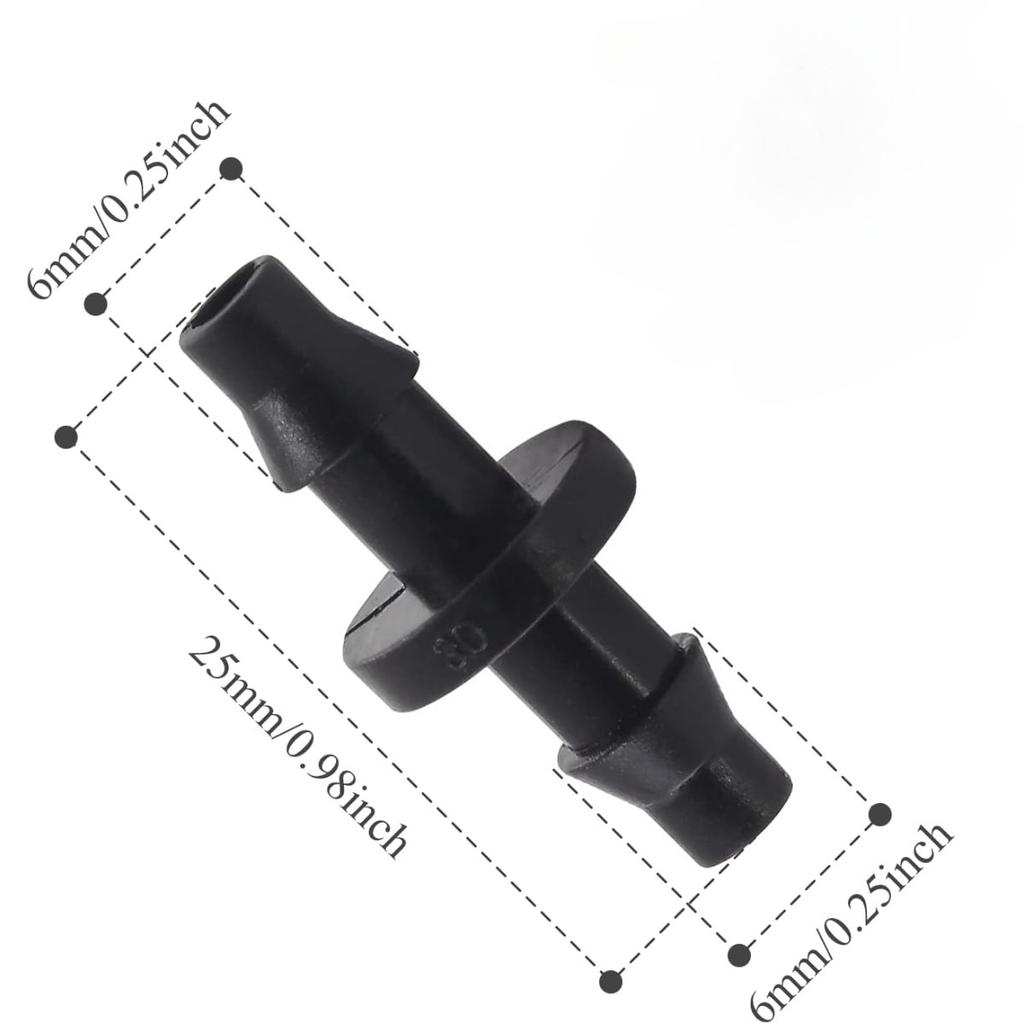 100 Pezzi Raccordi per Irrigazione a Goccia Raccordo Dritto Connettore a Barbato per Tubo da 4/7mm Sistema di Irrigazione a Goccia