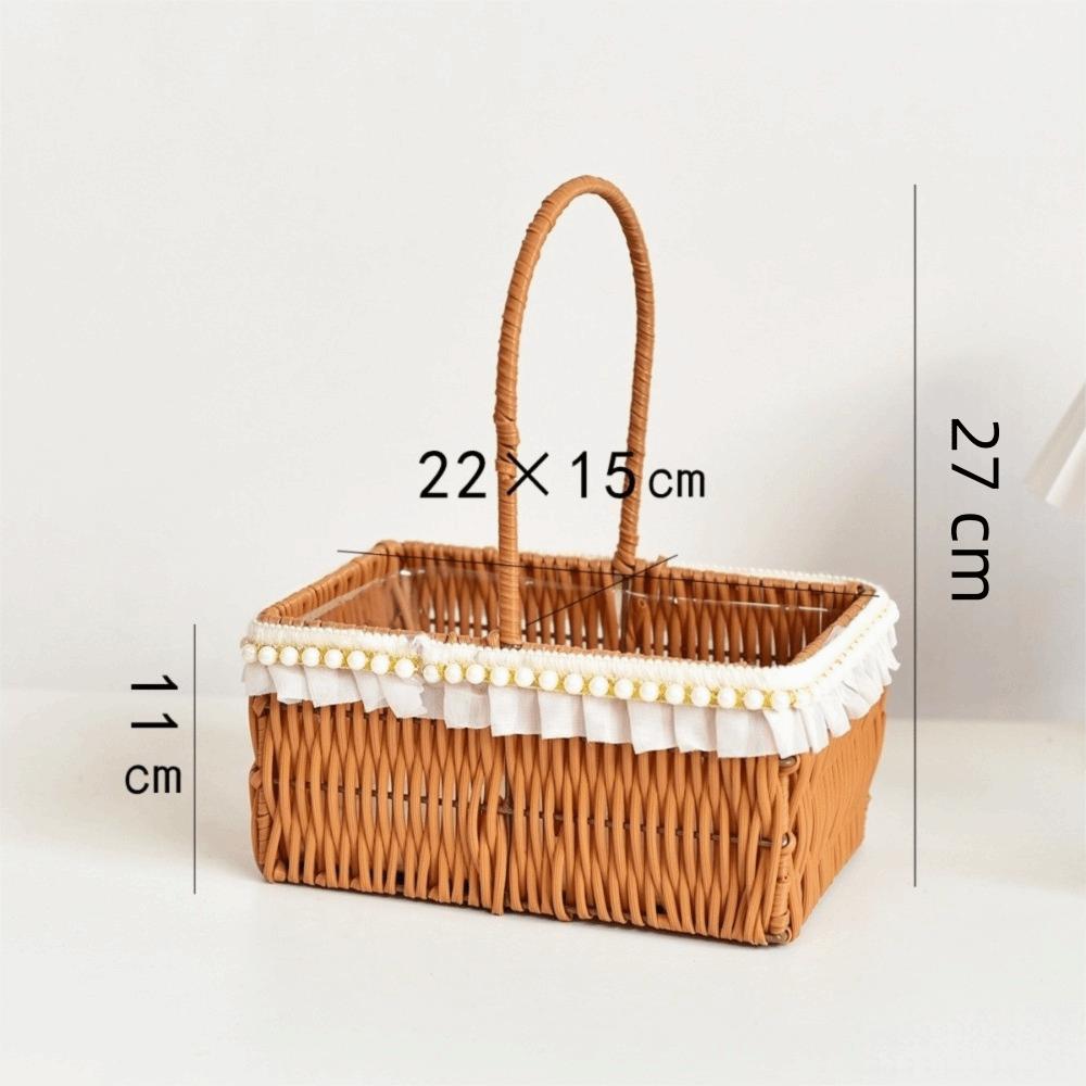 4 Styles Rattan Flower Basket Decorative Picnic Weaving Basket Wedding