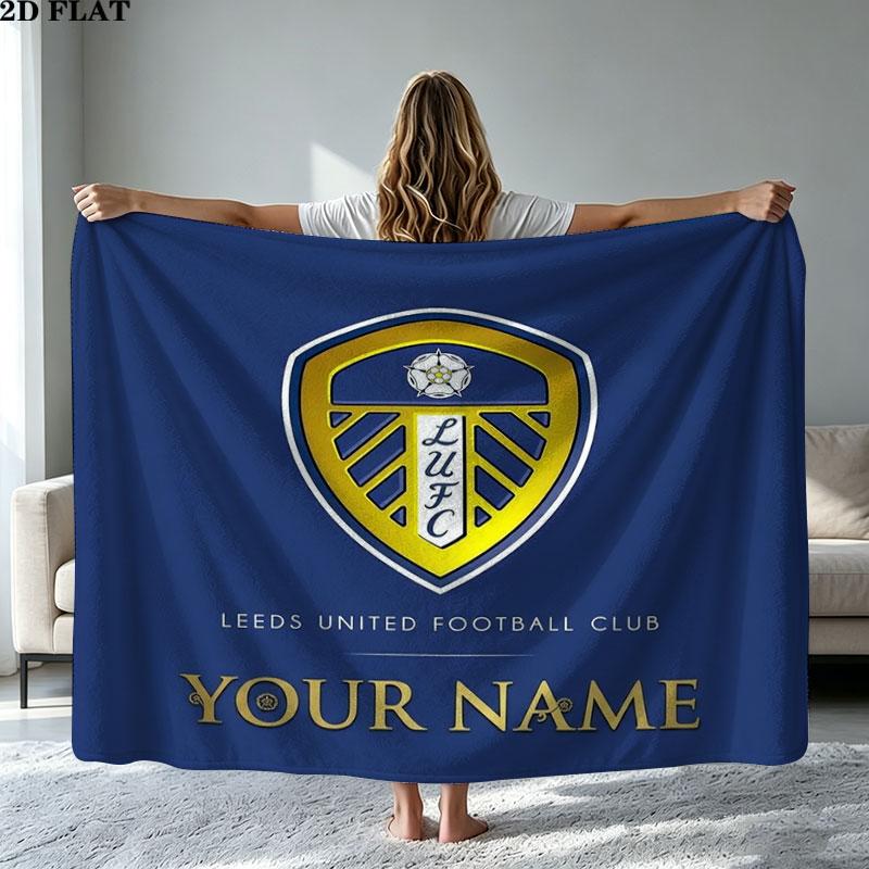 1PC Leeds United Custom Name Patterned Flannel Blanket Suitable For All Seasons for Home Decor Warmth and Comfort Gifts Holiday Present
