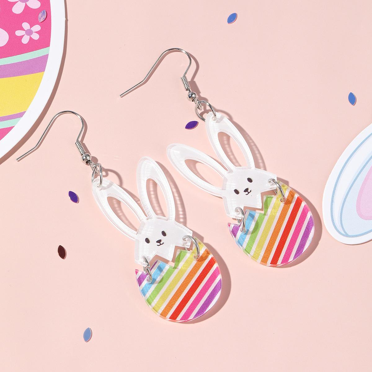 Easter Cartoon Rabbit  Egg Acrylic Earrings