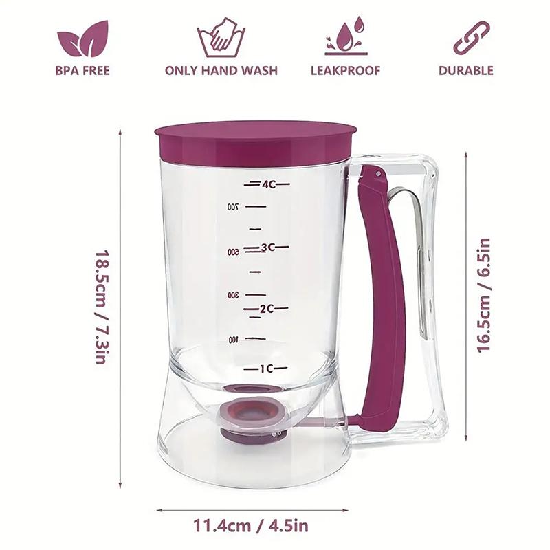 Pancake Cupcake Batter Dispenser For Cupcake Waffle Mixes Baking Dispenser Funnel Measuring Cup Kitchen Supplies