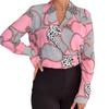 2023 Autumn V-neck Long Sleeve Printed Loose Pullover Blouse for Women