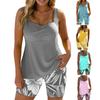 2Pcs/Set Women Swimsuit Sling Padded Tops Leaf Printing Swimming Trunks Set Quick-Dry Fabric Vacation Activities Beachwear