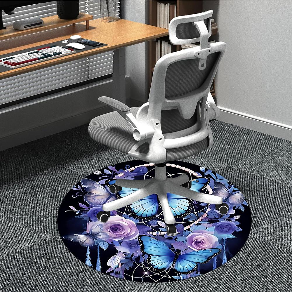 1PC Butterfly Dreamcatcher Office Round Area Rug, Indoor Mat Suitable ForOffice, Under Office Chairs Bedroom Living Room Home Decor, Room Deco, D140