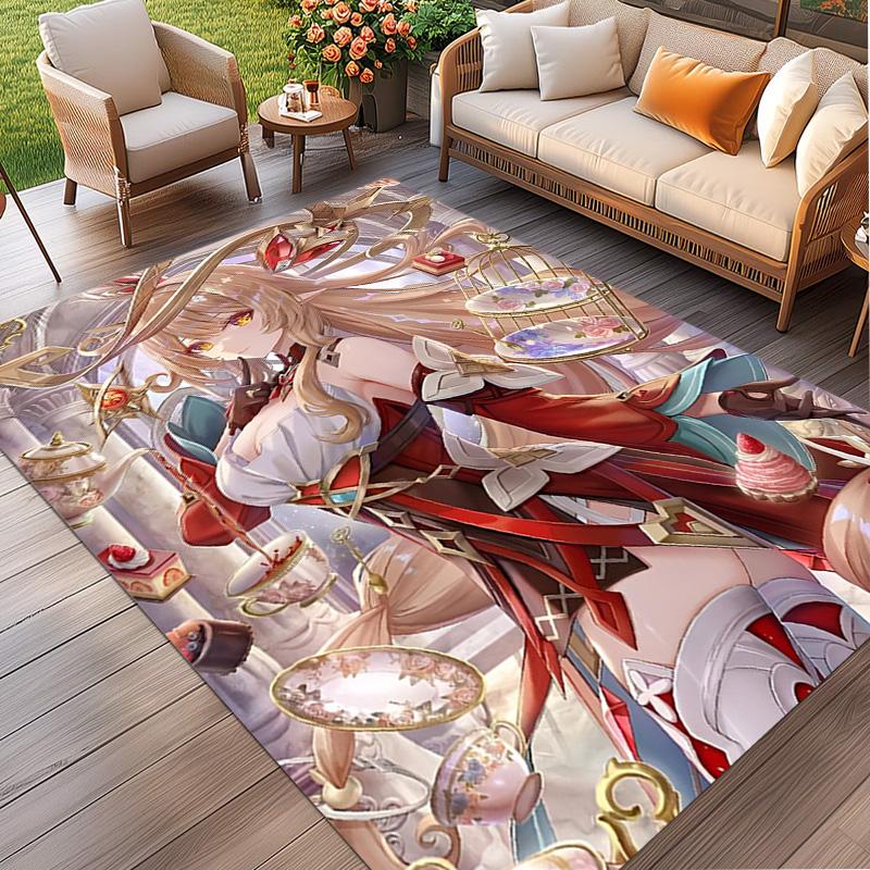 Genshin Impact Print Rug, Washable Floor Carpet, For Entryway Dorm Laundry Room Office Study, Home Decor Birthday Christmas Gift